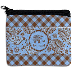 Gingham & Elephants Rectangular Coin Purse (Personalized)