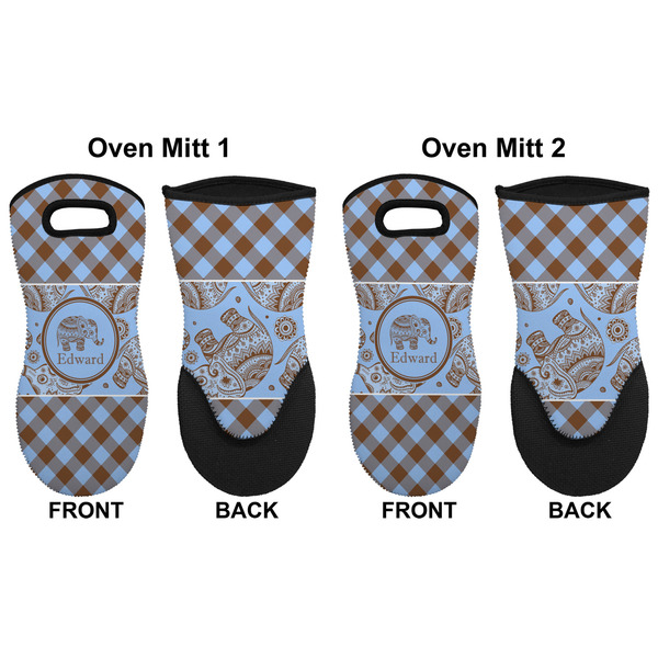 Gingham & Elephants Neoprene Oven Mitt - Set of 2 - Approval