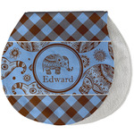 Gingham & Elephants Burp Pad - Velour w/ Name or Text