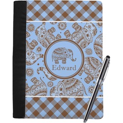 Gingham & Elephants Notebook Padfolio - Large w/ Name or Text