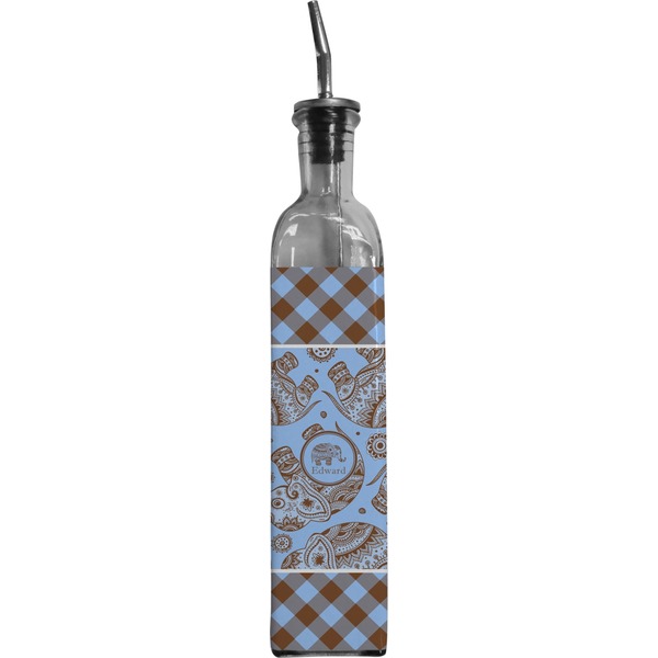 Custom Gingham & Elephants Oil Dispenser Bottle (Personalized)