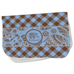Gingham & Elephants Burp Cloth - Fleece w/ Name or Text
