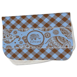 Gingham & Elephants Burp Cloth - Fleece w/ Name or Text