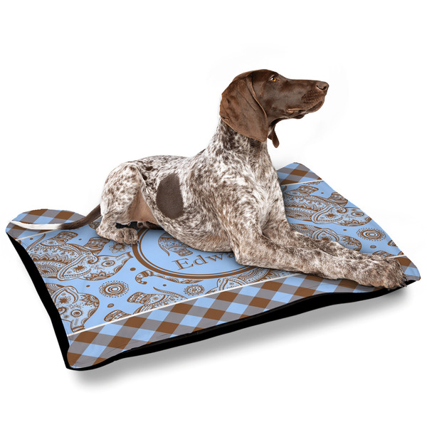 Gingham & Elephants Outdoor Dog Beds - Large - IN CONTEXT