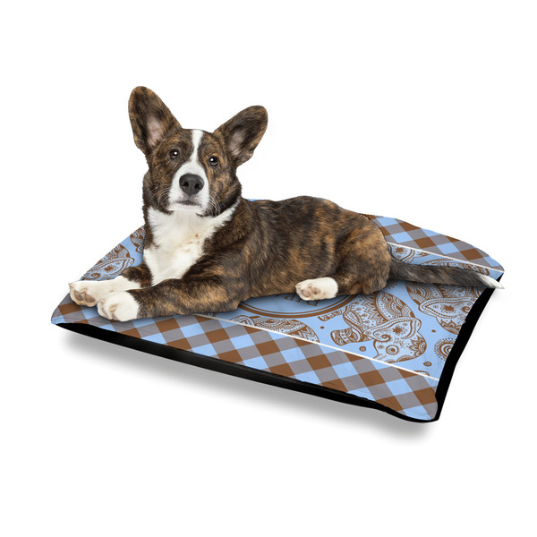 Gingham & Elephants Outdoor Dog Beds - Medium - IN CONTEXT