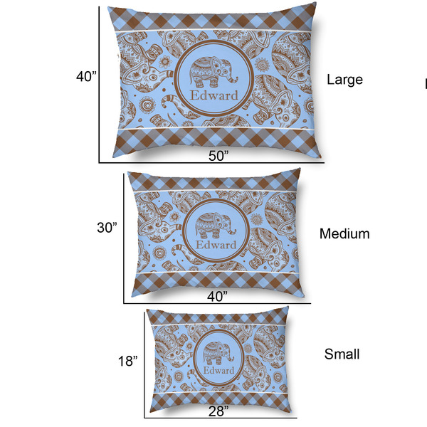 Gingham & Elephants Outdoor Dog Beds - SIZE CHART