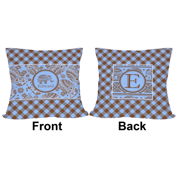 Gingham & Elephants Outdoor Pillow - 16x16