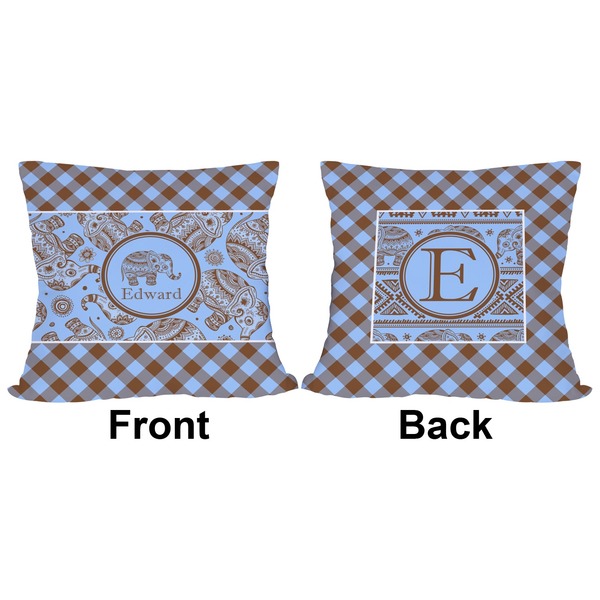 Gingham & Elephants Outdoor Pillow - 18x18
