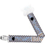 Gingham & Elephants Pacifier Clip (Personalized)