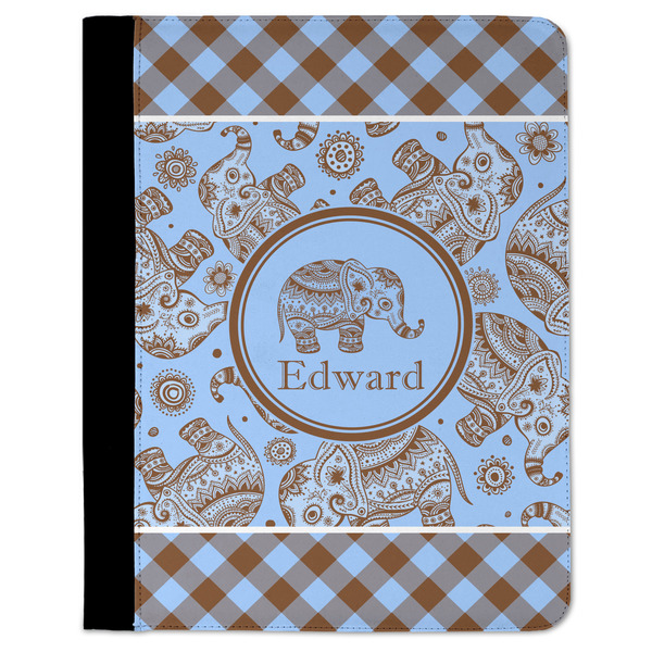 Custom Gingham & Elephants Padfolio Clipboard (Personalized)