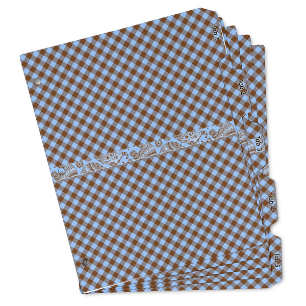 Custom Gingham & Elephants Binder Tab Divider - Set of 5 (Personalized)