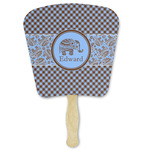 Gingham & Elephants Paper Fan (Personalized)