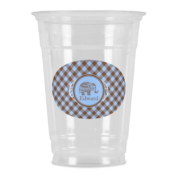 Custom Gingham & Elephants Party Cups - 16oz (Personalized)