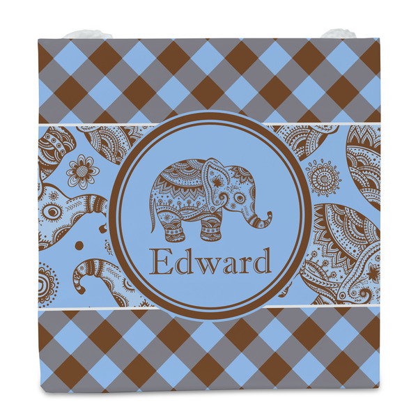 Gingham & Elephants Party Favor Gift Bag - Matte - Front