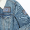 Gingham & Elephants Patches Lifestyle Jean Jacket Detail