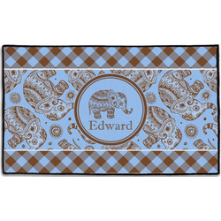 Gingham & Elephants Door Mat - 60"x36" (Personalized)