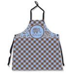 Gingham & Elephants Apron Without Pockets w/ Name or Text