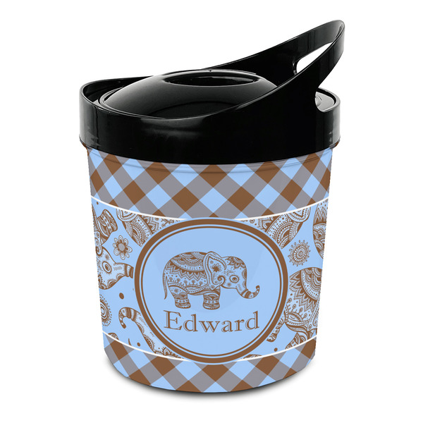 Custom Gingham & Elephants Plastic Ice Bucket (Personalized)