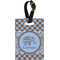 Gingham & Elephants Plastic Luggage Tag - Rectangular w/ Name or Text