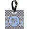 Gingham & Elephants Plastic Luggage Tag - Square w/ Name or Text
