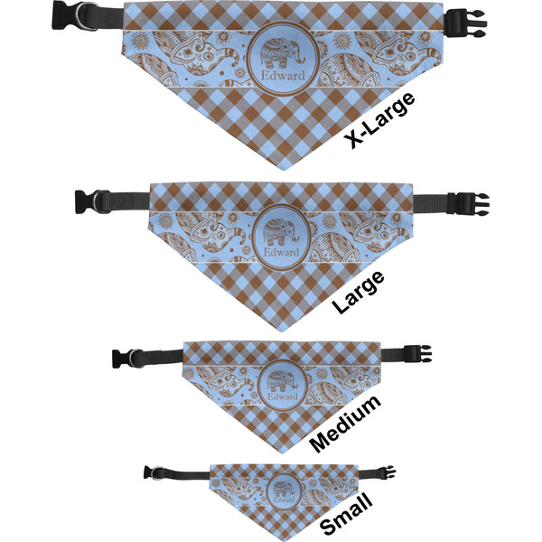 Gingham & Elephants Pet Bandana Sizes