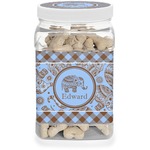 Gingham & Elephants Dog Treat Jar (Personalized)