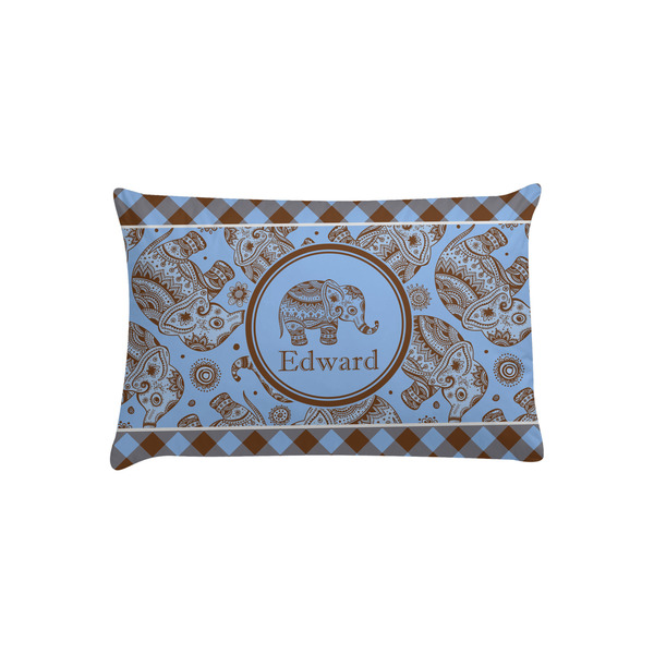 Custom Gingham & Elephants Pillow Case - Toddler (Personalized)