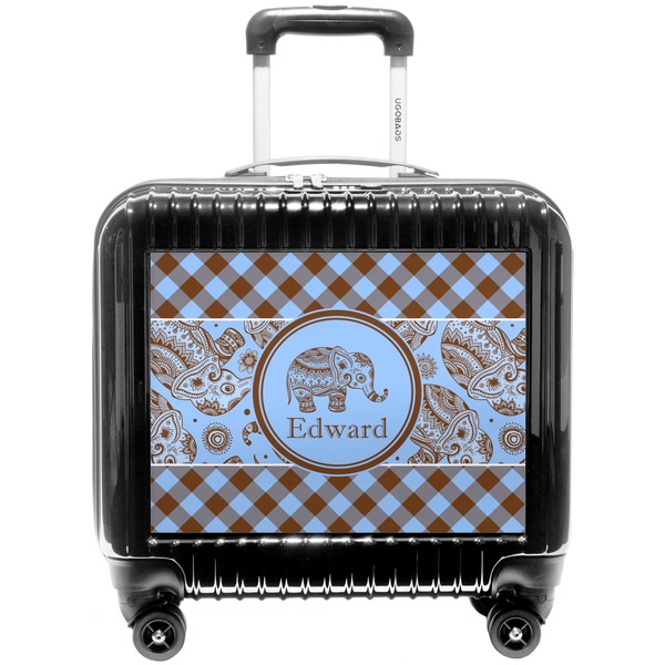 Custom Gingham & Elephants Pilot / Flight Suitcase (Personalized)