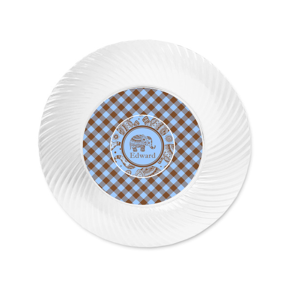Gingham & Elephants Plastic Party Appetizer & Dessert Plates - Approval