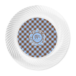 Gingham & Elephants Plastic Party Dinner Plates - 10" (Personalized)