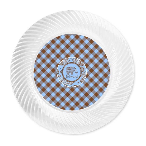 Gingham & Elephants Plastic Party Dinner Plates - Approval