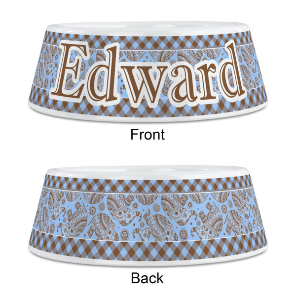 Gingham & Elephants Plastic Pet Bowls - Medium - APPROVAL