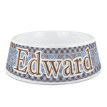 Gingham & Elephants Plastic Dog Bowl - Medium (Personalized)