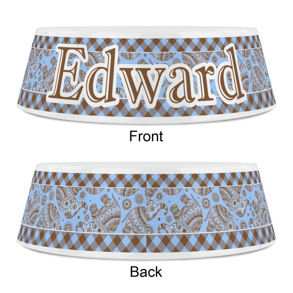 Gingham & Elephants Plastic Pet Bowls - Small - APPROVAL