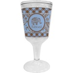 Gingham & Elephants Wine Tumbler - 11 oz Plastic (Personalized)