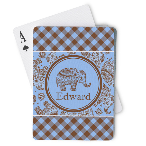 Custom Gingham & Elephants Playing Cards (Personalized)