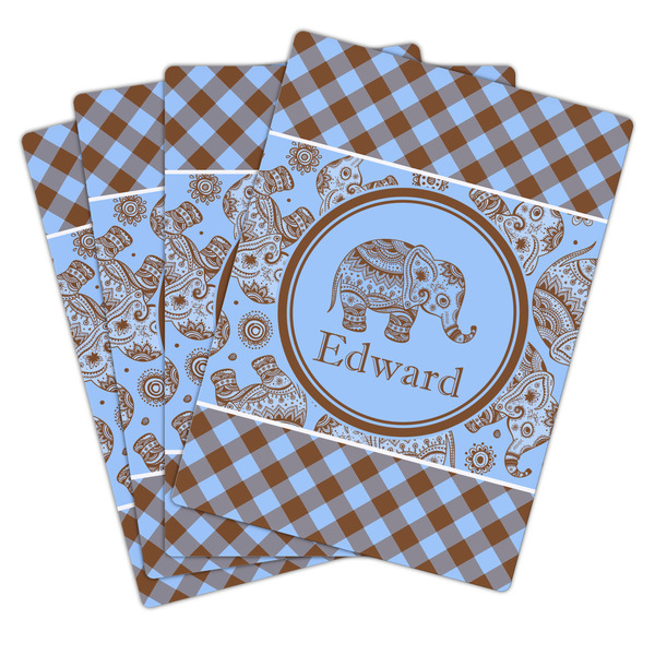 Gingham & Elephants Playing Cards - Hand Back View