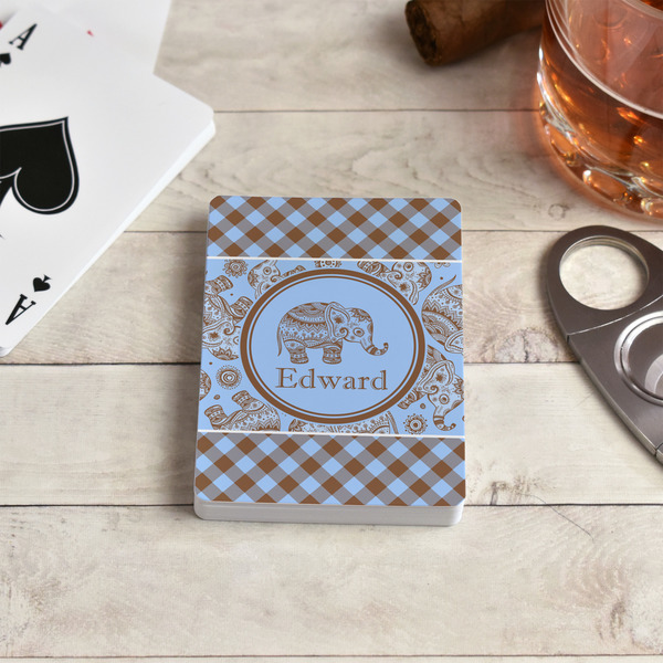 Gingham & Elephants Playing Cards - In Context