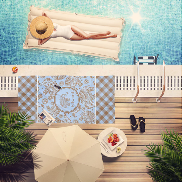 Gingham & Elephants Pool Towel Lifestyle