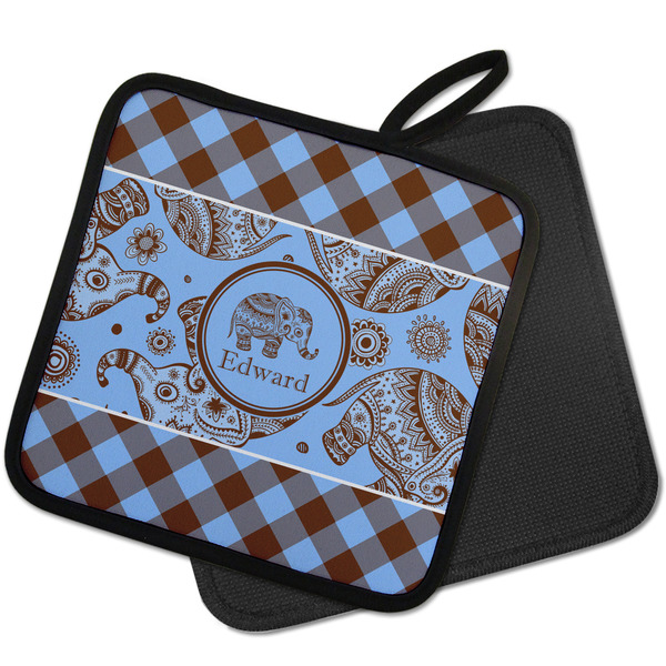 Gingham & Elephants Pot Holders - PARENT MAIN
