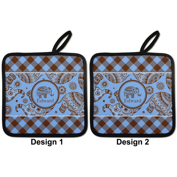 Gingham & Elephants Pot Holders - Set of 2 APPROVAL