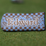 Gingham & Elephants Blade Putter Cover (Personalized)
