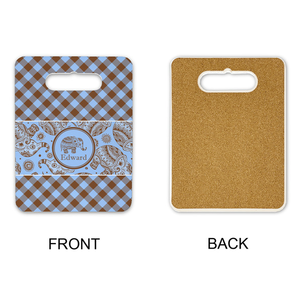 Gingham & Elephants Rectangle Trivet with Handle - APPROVAL