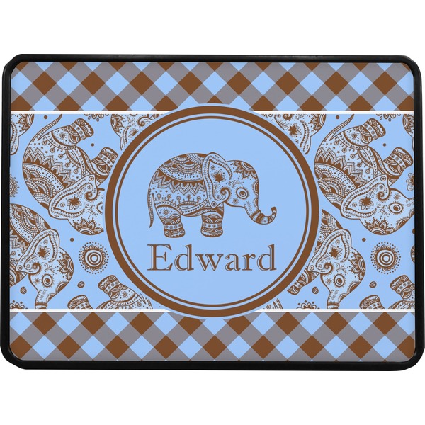 Gingham & Elephants Rectangular Car Hitch Cover w/ FRP Insert (Select Size)