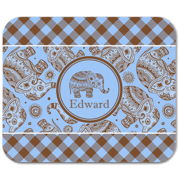 Gingham & Elephants Rectangular Mouse Pad - APPROVAL