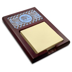 Gingham & Elephants Red Mahogany Sticky Note Holder (Personalized)