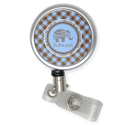 Gingham & Elephants Retractable Badge Reel (Personalized)