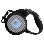 Gingham & Elephants Retractable Dog Leash - Small (Personalized)