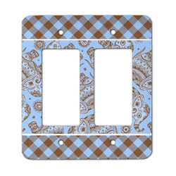 Gingham & Elephants Rocker Style Light Switch Cover - Two Switch
