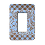 Gingham & Elephants Rocker Style Light Switch Cover - Single Switch